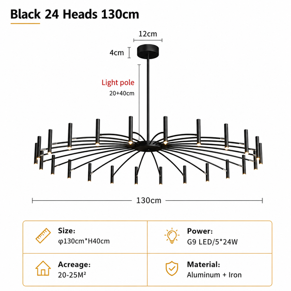 Zynella "Astra" Nordic Luxury Pendant: Adjustable Designer Chandelier
