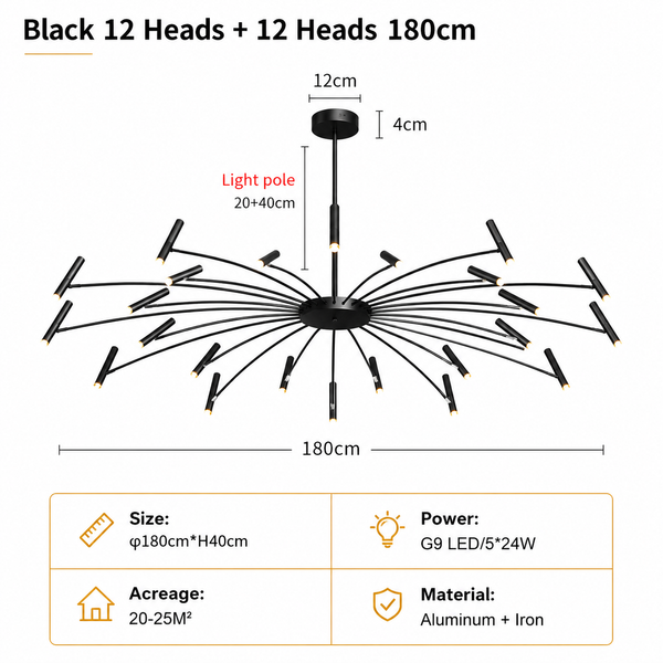 Zynella "Astra" Nordic Luxury Pendant: Adjustable Designer Chandelier
