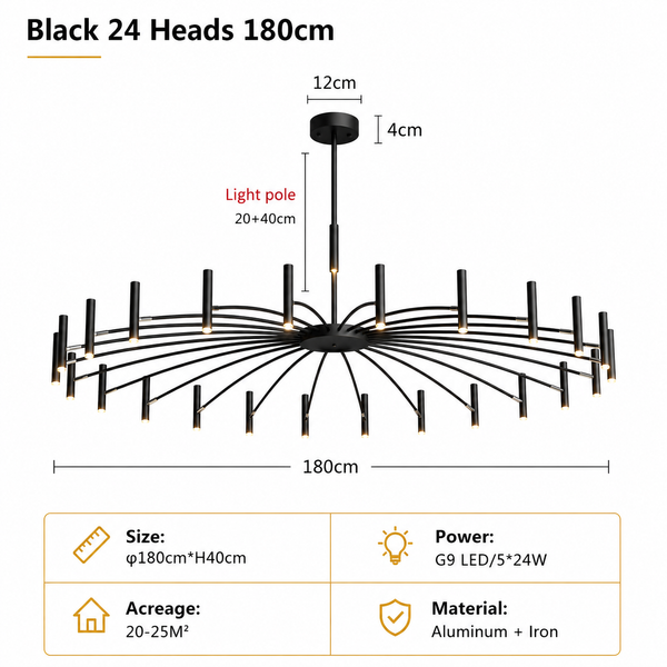 Zynella "Astra" Nordic Luxury Pendant: Adjustable Designer Chandelier