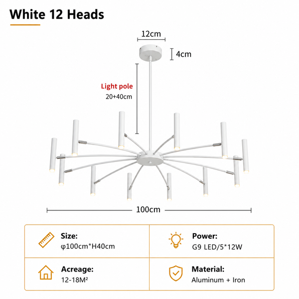 Zynella "Astra" Nordic Luxury Pendant: Adjustable Designer Chandelier