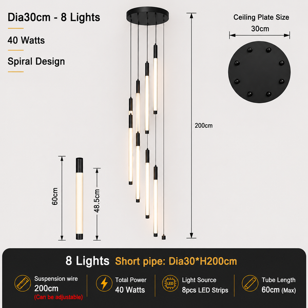 Zynella Apex: Grand Loft & Staircase LED Chandelier