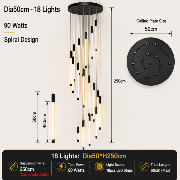 Zynella Apex: Grand Loft & Staircase LED Chandelier