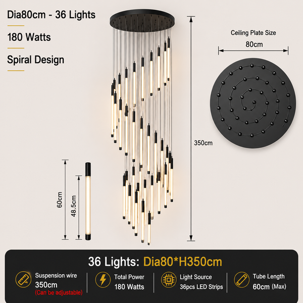 Zynella Apex: Grand Loft & Staircase LED Chandelier