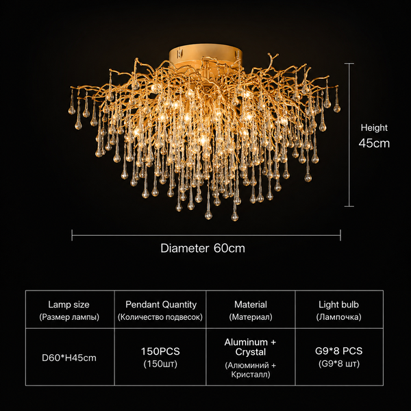 Zynella Chrome Rectangular Crystal Raindrop Chandelier