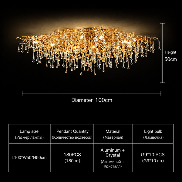 Zynella Chrome Rectangular Crystal Raindrop Chandelier