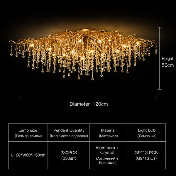 Zynella Chrome Rectangular Crystal Raindrop Chandelier