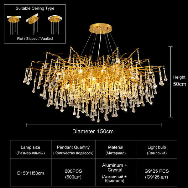 Zynella Chrome Rectangular Crystal Raindrop Chandelier