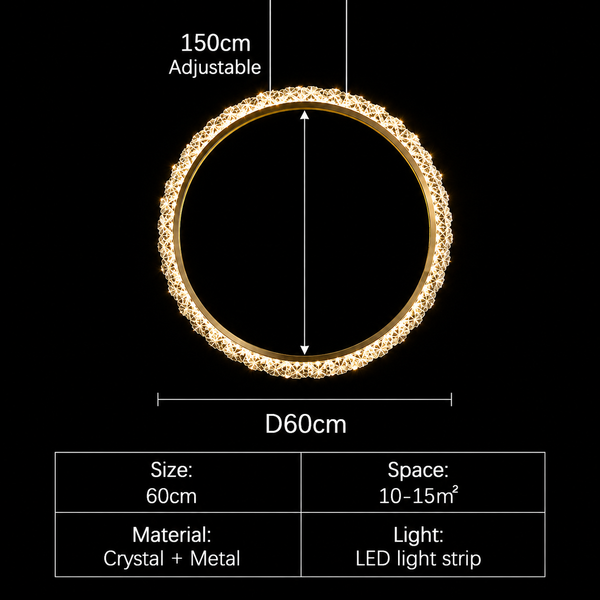 Zynella Luxury Crystal Ring Pendant Chandelier