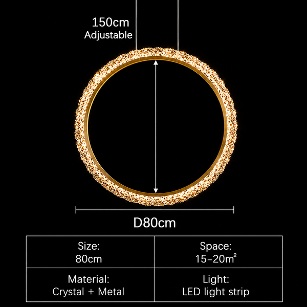 Zynella Luxury Crystal Ring Pendant Chandelier