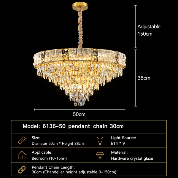 Zynella Gold Crystal Chain Pendant Chandelier