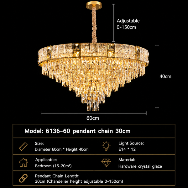 Zynella Gold Crystal Chain Pendant Chandelier