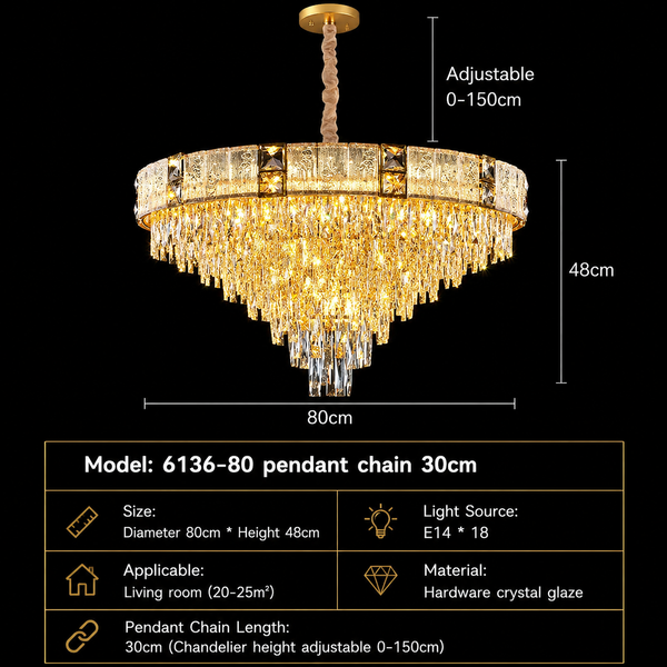 Zynella Gold Crystal Chain Pendant Chandelier