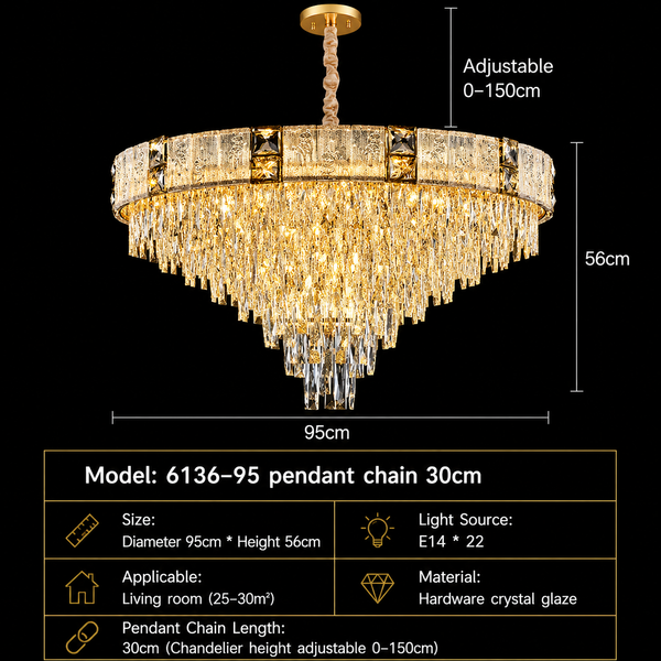 Zynella Gold Crystal Chain Pendant Chandelier