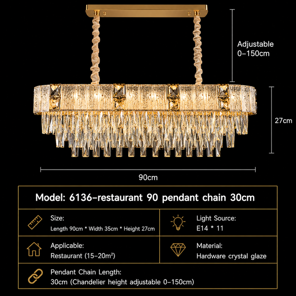Zynella Gold Crystal Chain Pendant Chandelier