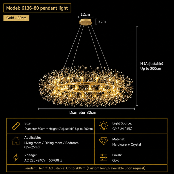 Zynella Dandelion Crystal LED Chandelier