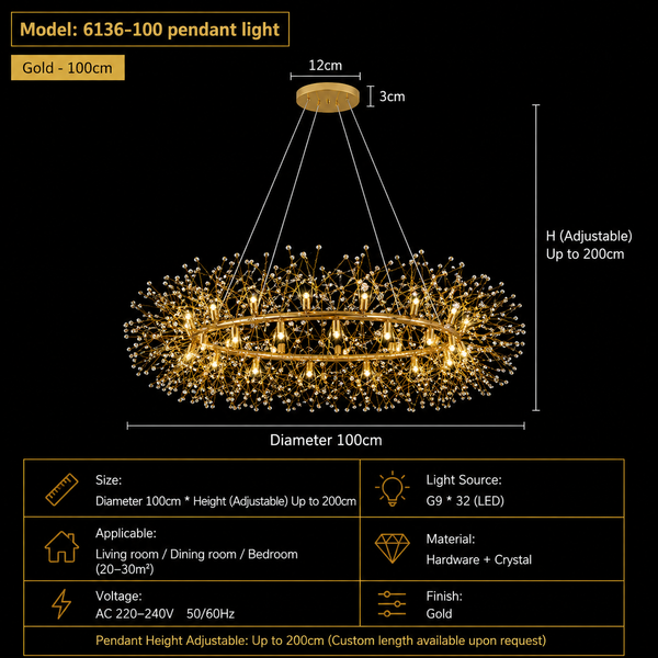 Zynella Dandelion Crystal LED Chandelier