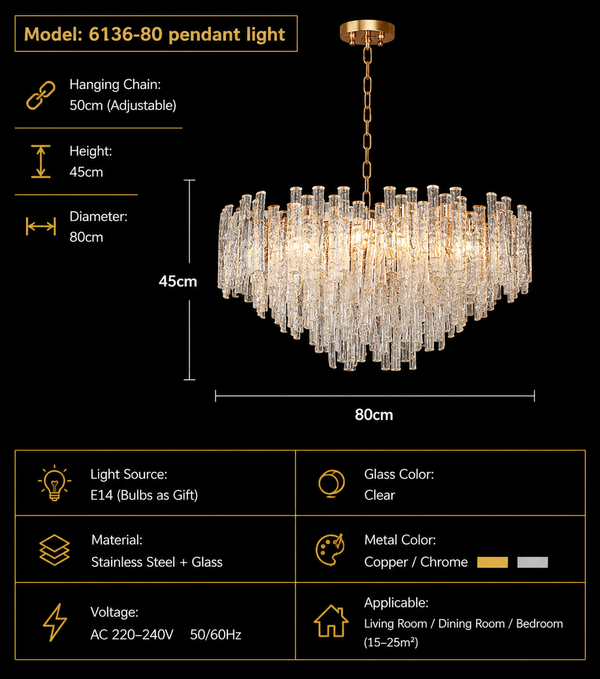 Zynella Ice-Melting Glass LED Chandelier