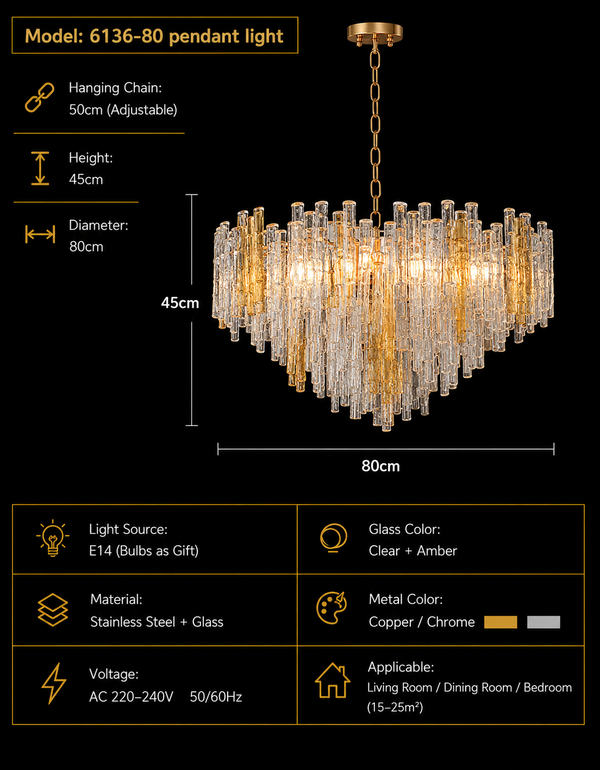 Zynella Ice-Melting Glass LED Chandelier