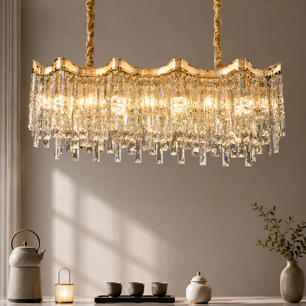 Zynella Elegant Crystal Pendant Light for Living & Dining Room