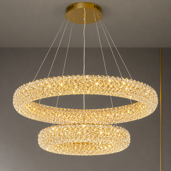 Zynella Nordic Silver & Gold Crystal Pendant Chandelier