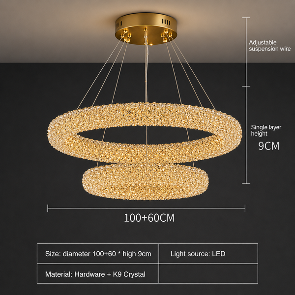 Zynella Nordic Silver & Gold Crystal Pendant Chandelier