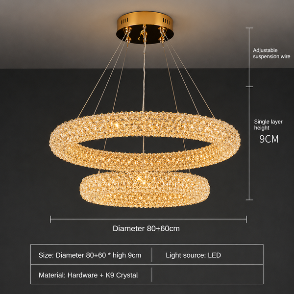 Zynella Nordic Silver & Gold Crystal Pendant Chandelier
