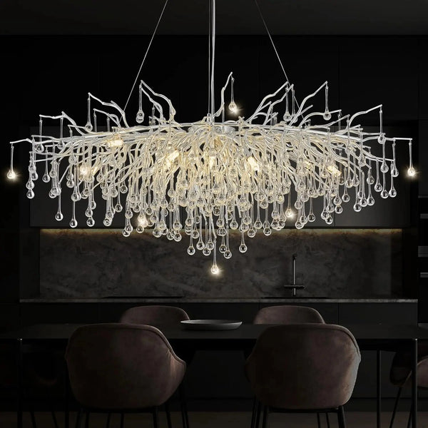 Chrome Rectangular Crystal Chandelier – Modern Ceiling Light