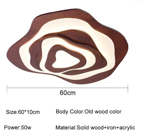 Contemporary wooden LED ceiling light