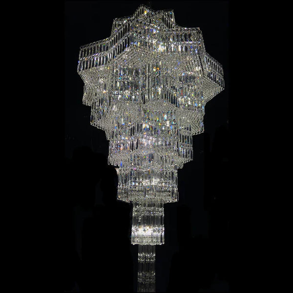 Ethereal Icefall Crystal Chandelier Modern  Art Deco Inspired Illumination - Zynella