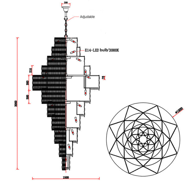 Ethereal Icefall Crystal Chandelier Modern  Art Deco Inspired Illumination - Zynella