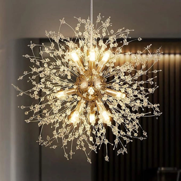Crystal LED dandelion pendant light