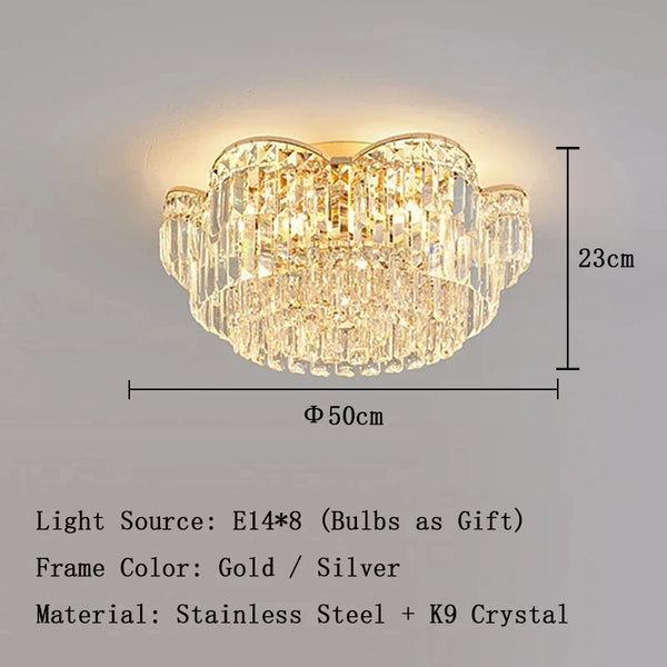 Crystal chain chandelier side angle