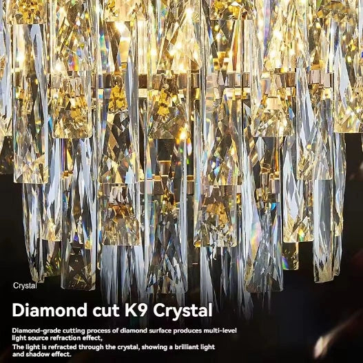 Crystal chain gold ceiling light