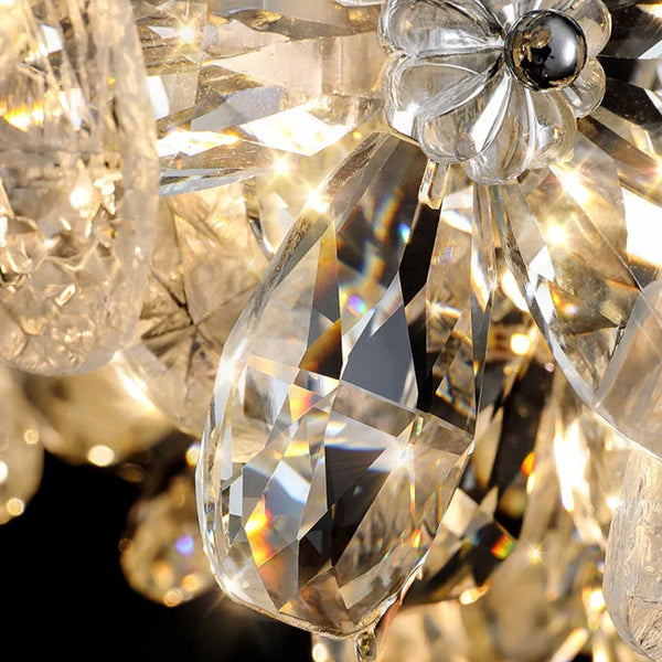 Crystal petal pendant light installed