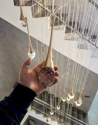 Water Drop Crystal Pendant Refined Modern  Sculptural Spiral LED Fixture