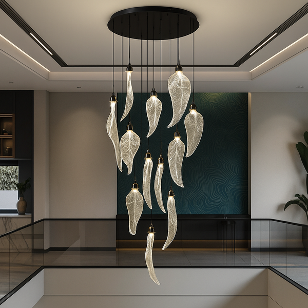 Elyora Acrylic Staircase Chandelier Modern  Art Deco Inspired Illumination - Zynella