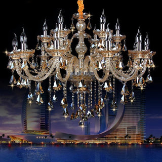Zynella Italian K9 Candlestick Chandelier Modern  Sleek Linear Suspension Light