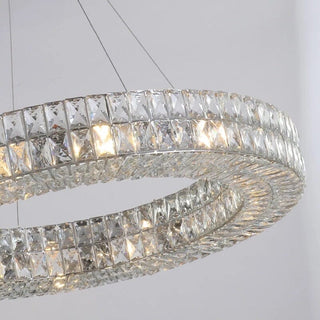 Phoebe Chrome Ring Chandelier Chic Modern  Bohemian Rattan Woven Pendant