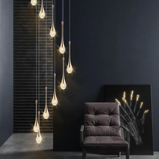 Water Drop Crystal Pendant Refined Modern  Sculptural Spiral LED Fixture