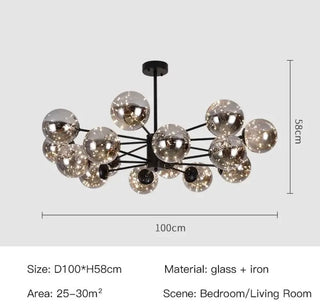 Magic Bean Glass Chandelier Modern  Vintage Brass Accent Lighting
