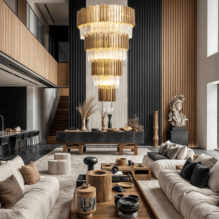 Golden Pisa Chandelier Modern  Ultra Slim LED Panel Lighting