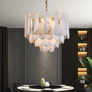 Flora Alabaster Chandelier Modern Geometric Design Lamp