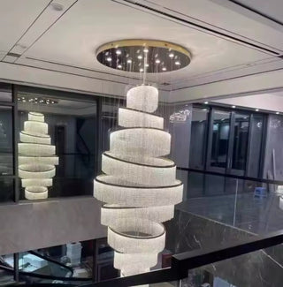 Melanie Crystal Ring Chandelier Modern  Sculptural Spiral LED Fixture