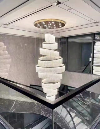 Melanie Crystal Ring Chandelier Modern  Sculptural Spiral LED Fixture