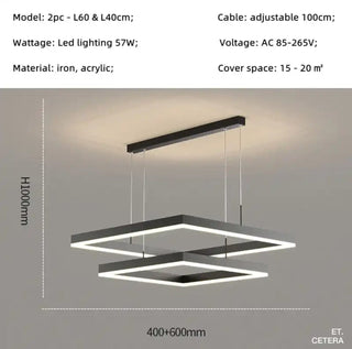 Square Twin Pendant Chandelier Decorative Modern  Classic Drum Shade Ceiling Light