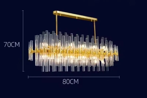 Gold crystal LED pendant side view