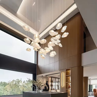 Golden Glow Cascade Glass Chandelier Modern  Ultra Slim LED Panel Lighting