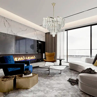 Waterloo Crystal Chandelier Stylish Modern Geometric Design Lamp