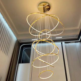Felicity Ring Chandelier Modern  Vintage Brass Accent Lighting
