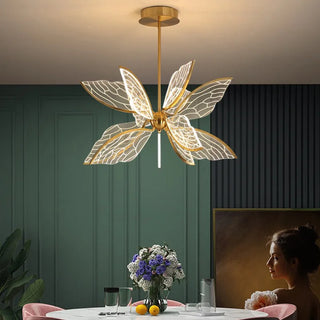 Butterfly Acrylic Chandelier Modern  Bohemian Rattan Woven Pendant